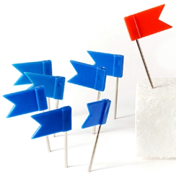 red flag with blue flags