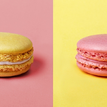 pink yellow macaroons