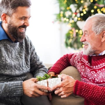 father and son at christmas